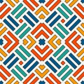 Wicker seamless pattern. Basket weave motif. Bright colors geometric abstract background with overlapping stripes.