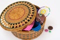 Wicker straw box for sewing accessories