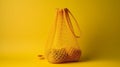 wicker string bag for fruits and vegetables. Ecological bag, eco food packaging made from recyclable materials. Royalty Free Stock Photo