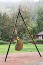 The wicker swing in the garden