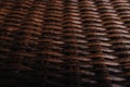 Wicker texture in dark brown tones. Bound stripes made of artificial plastic material