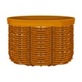 Wicker or Willow Basket Without Handle as Container for Harvesting and Storage Vector Illustration Royalty Free Stock Photo