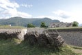 Wickerwork gabions near Fort of Mont-Dauphin, Hautes Alpes, France Royalty Free Stock Photo