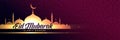 Wid mubarak glowing mosque banner design
