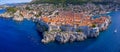 Wide aerial panorama of the Dubrovnik old town