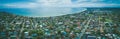 Panorama of Frankston suburb and Mornington Peninsula coastline.