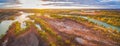 Wide aerial panorama of Murray River. Royalty Free Stock Photo