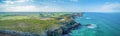 Panorama of ocean coastline and countryside Royalty Free Stock Photo