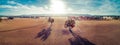 Panorama of sunset over fields in Australian outback. Royalty Free Stock Photo