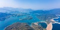 Wide angle aerial view of high island reservoir, far south eastern part of Sai Kung Peninsula, Hong Kong Royalty Free Stock Photo