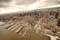 Wide angle aerial view of Midtown Manhattan from helicopter, New York City Royalty Free Stock Photo