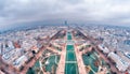 Wide angle aerial view of Paris skyline as seen from top of Eiffel Tower Royalty Free Stock Photo