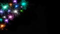 Wide angle Beautiful fireworks background. Frame of many multicolored fireworks isolated on black background Royalty Free Stock Photo