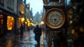 wide angle blur photo of a clock in chester england Royalty Free Stock Photo