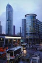 Wide angle city-scape on modern architecture at the Brussels North district business center Royalty Free Stock Photo