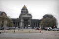 Wide angle close up on the ancient Belgian greco-roman supreme court building under restauration Royalty Free Stock Photo