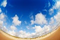 Wide angle cloudscape on the California sand beach Royalty Free Stock Photo