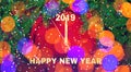 Wide Angle Colorful Greeting card Happy New Year 2019 Royalty Free Stock Photo