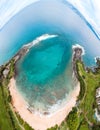 Wide angle drone shot of kapalua bay maui