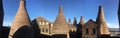 Wide angle on the 6 Gladstone Pottery bottle kilns