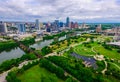 Wide Angle Green Paradise Over Modern Butler Park Capital City Skyline View of Austin Texas Royalty Free Stock Photo