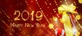 Wide Angle holiday web banner Happy New Year 2019 Royalty Free Stock Photo