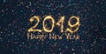 Wide Angle holiday web banner Happy New Year 2019 Royalty Free Stock Photo