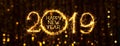 Wide Angle holiday web banner Happy New Year 2019 Royalty Free Stock Photo