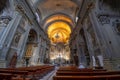 Wide angle interior view of the baroque Saint Francois de Paule Church in the Cours Saleya area of Old Town Nice France Royalty Free Stock Photo