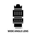 wide angle lens icon, black vector sign with editable strokes, concept illustration Royalty Free Stock Photo