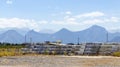 wide angle mountain range and nature view.