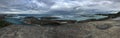 Wide angle panorama near Elephant Cove with rocks in Western Australia near Denmark city