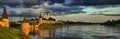 Panorama of the Pskov Kremlin and Trinity Cathedral Royalty Free Stock Photo