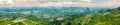 Wide angle panoramic view of langhe hills, unesco heritage, on s