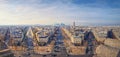 Wide angle Paris cityscape with view to La Defense metropolitan district, France. Beautiful parisian architecture with historic