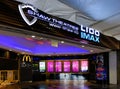 Wide angle perspective view of entrance to cinema theatres at Shaw Theatres, Orchard Road