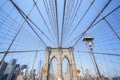 Wide angle photo of the Brooklyn Bridge, NYC, USA Royalty Free Stock Photo