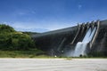 Wide angle photo of dam