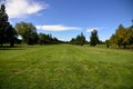 Wide angle photo grassy mall Ann Morrison Park, Americana Blvd, Boise, Idaho