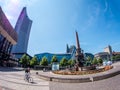 Wide-angle photo Leipziger Augustusplatz east germany Royalty Free Stock Photo