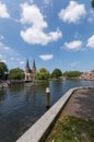 Wide angle photo Oostpoort Delft showing canal Royalty Free Stock Photo