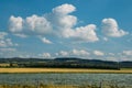 Wide angle Plowed Fields near in Southwest France Royalty Free Stock Photo