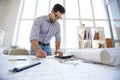 Middle-Eastern Engineer Drawing Plans Royalty Free Stock Photo