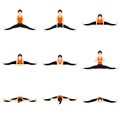 Wide angle seated forward bend yoga asanas set