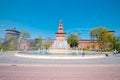 Wide angle of Sforza Castle and the fountain, Milan.