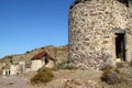 A wide angle shot from the base of an abandoned windmill Royalty Free Stock Photo