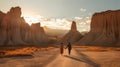 Remarried Couple Walking In A Family Portrait In Tajikistan Royalty Free Stock Photo