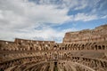 Wide angle shot of the Colosseum Flavian Amphitheatre ruins interior on a summer day, Rome, Italy Royalty Free Stock Photo