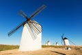 Wide angle shot of group of windmills