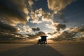 A wide angle shot of a life guard stand that rest of the white sandy beach of Siesta Key Beach Royalty Free Stock Photo